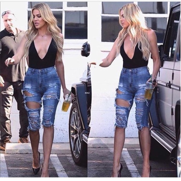 womens ripped bermuda shorts